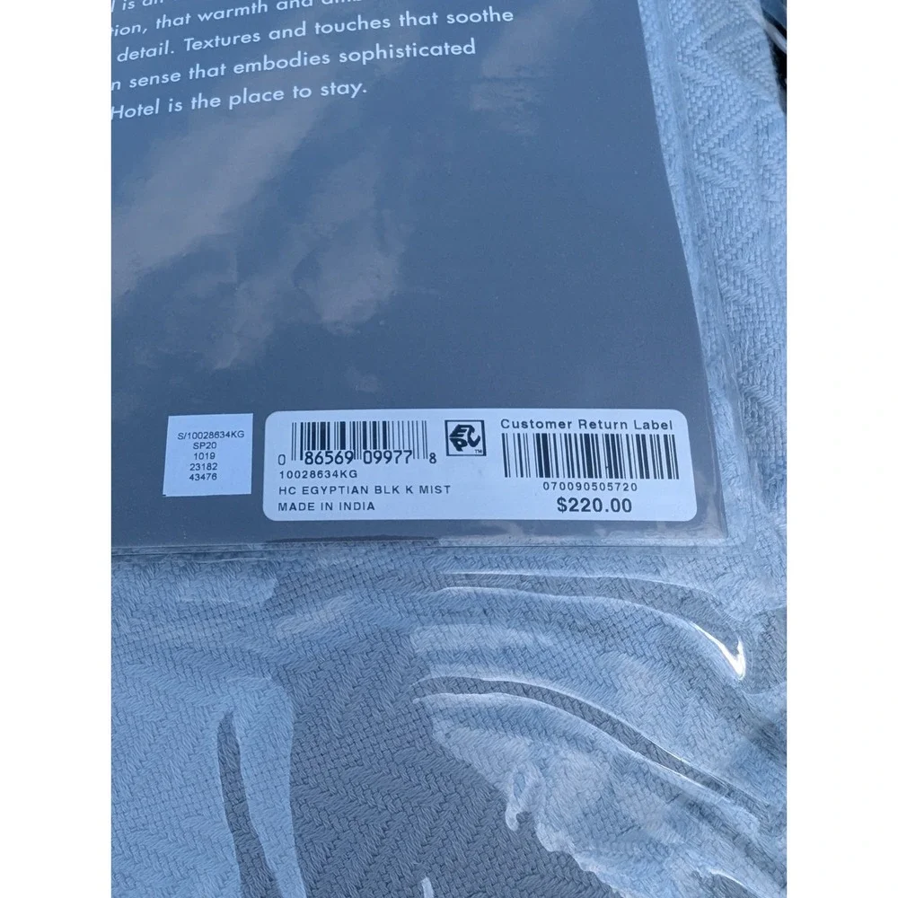 Hotel Collection Egyptian Cotton Blanket King Mist Herringbone 100% Cotton